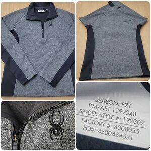 Spyder 1/4 Zip Pullover Sweater Size Medium Men's Gray & Black Fleece Lined